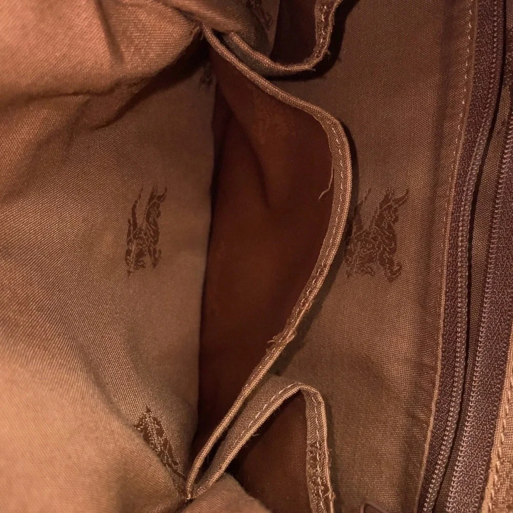 Authentic Burberry Nova Check Leather Nylon Brown Khaki Backpack